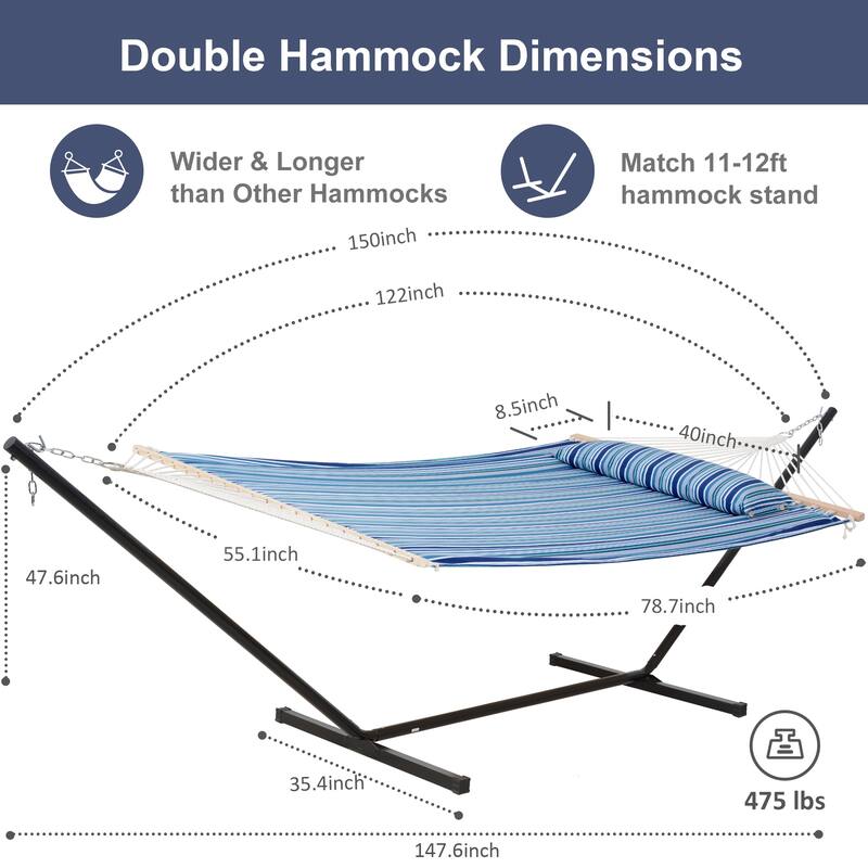 2 Person Quilted Hammock with 12ft. Stand - 147.6*35.4*47.6