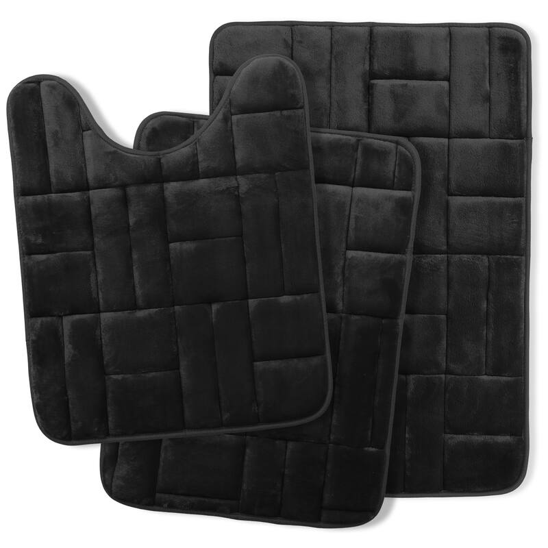 Clara Clark Ultra Soft Non Slip and Absorbent Bath Rug - Tiled Velvet Memory Foam Bath Mat