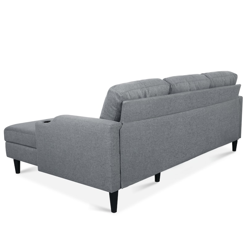 Pull Out Couch, L Shaped Convertible Sleeper Sofa Bed with Hidden Storage, 3-in-1 Upholstered Sectional Sofa with Cup Holder