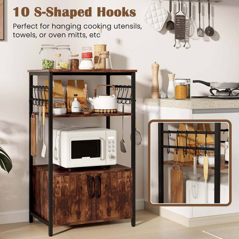 Costway 3 Tier Kitchen Baker’s Rack with Cabinet 2 Open Shelves - See Details