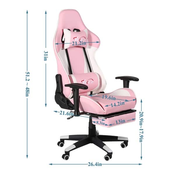 VECELO Gaming High Back Computer Racing Ergonomic Adjustable Swivel Chair  With Footrest(4 Color Option) - Bed Bath & Beyond - 33329733