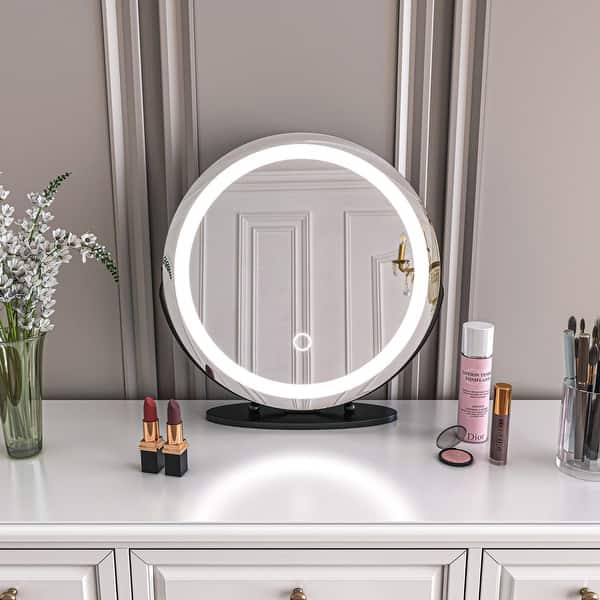 Organnice 18.9 in. W LED Round Framed Make Up Mirror Table Dresser Mirror - Bed Bath & Beyond - 39889224 Organnice 18.9 in. W LED Round Framed Make Up Mirror Table Dresser Mirror - Bed Bath & Beyond - 39889224