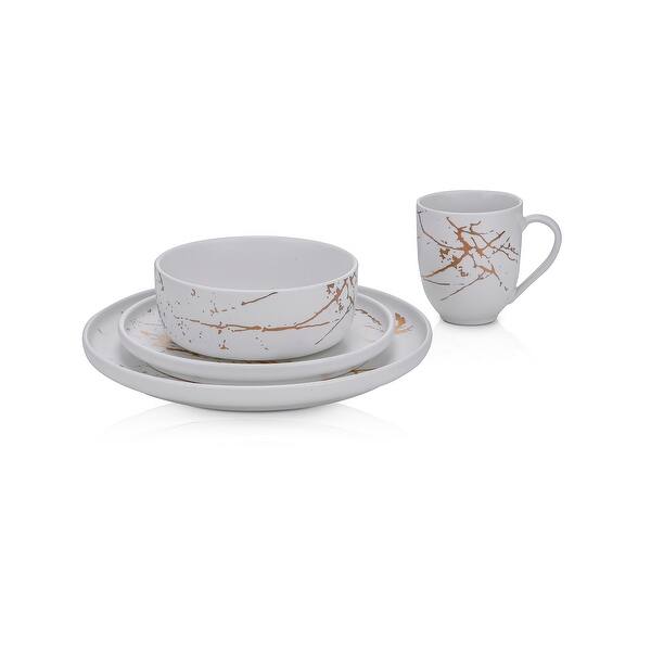 Shop Stone Lain Fine China Golden Splash Modern Coupe Dinnerware Set Overstock 31417279