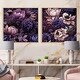 preview thumbnail 7 of 10, Designart "Gothic Botanicals Moody Patterns" Floral Framed Art Set Of 2 - Traditional Purple Wall Art Set 2 Pieces 33 in. W x 16 in. H - Brown