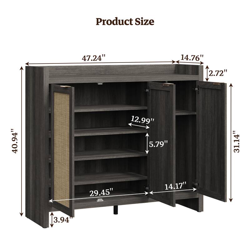 Five - Tier Storage Rustic - Flavored Rattan Shoe Cabinet
