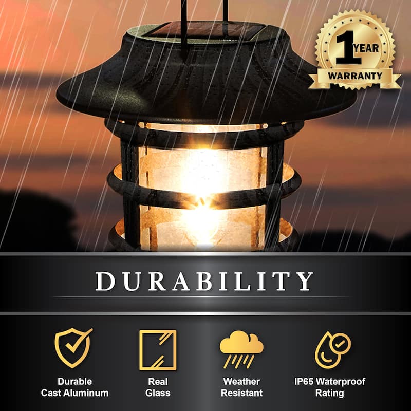 Black Aluminum Nottingham Solar Hanging Coach Light