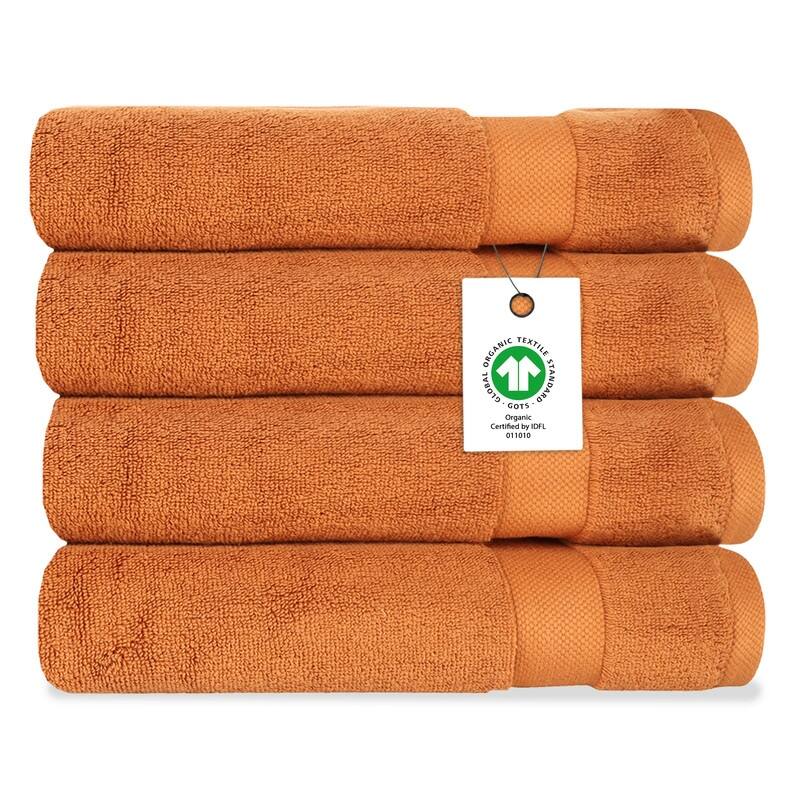 Delara Organic Cotton Luxuriously Plush Bath Sheet Pack of 4 |GOTS & OEKO-TEX Certified |650 GSM Long Staple | Quick Dry & Soft - GOTS & OEKO-TEX Certified |650 GSM Long Staple | Quick Dry & Soft|Burnt Caramel