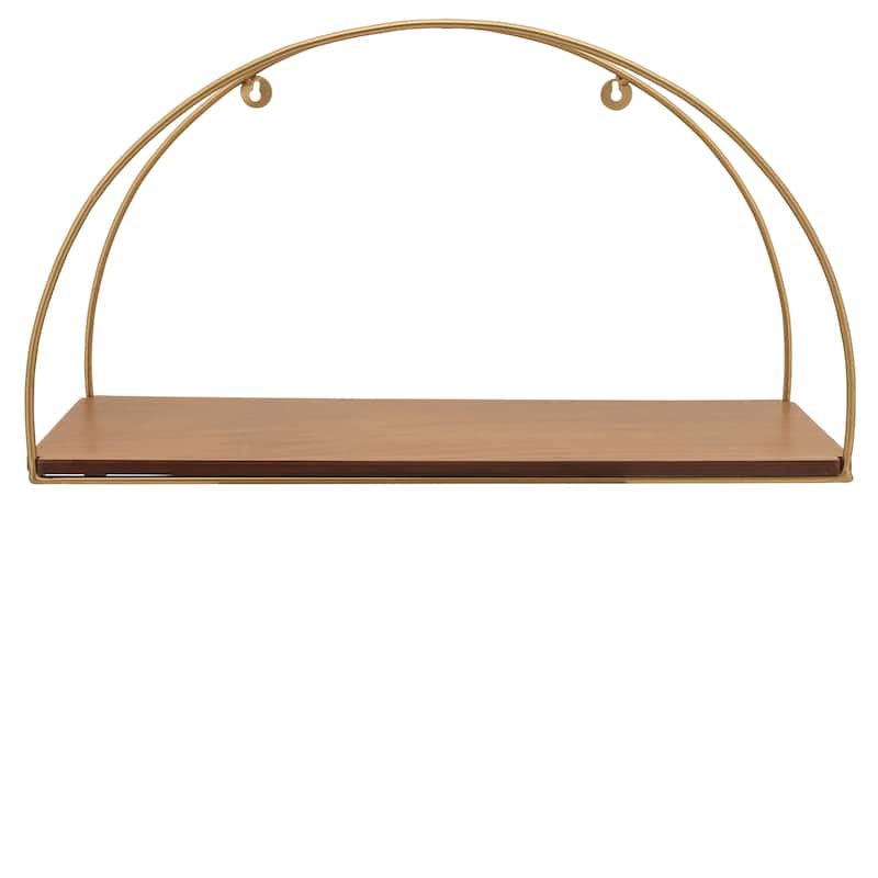 Metal Wood Arched Wall Shelves Set - Brown, 10/12/14" - 21.0"