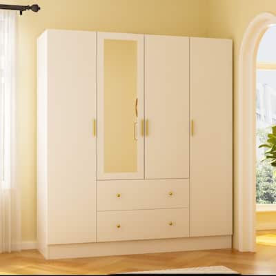 63"W Family Wardrobe/Armoire/Closet by Timechee with Mirror Doors