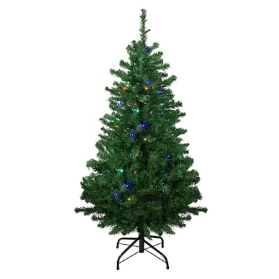 4' Mixed Classic Pine Medium Artificial Christmas Tree Multi LED - 4 Foot