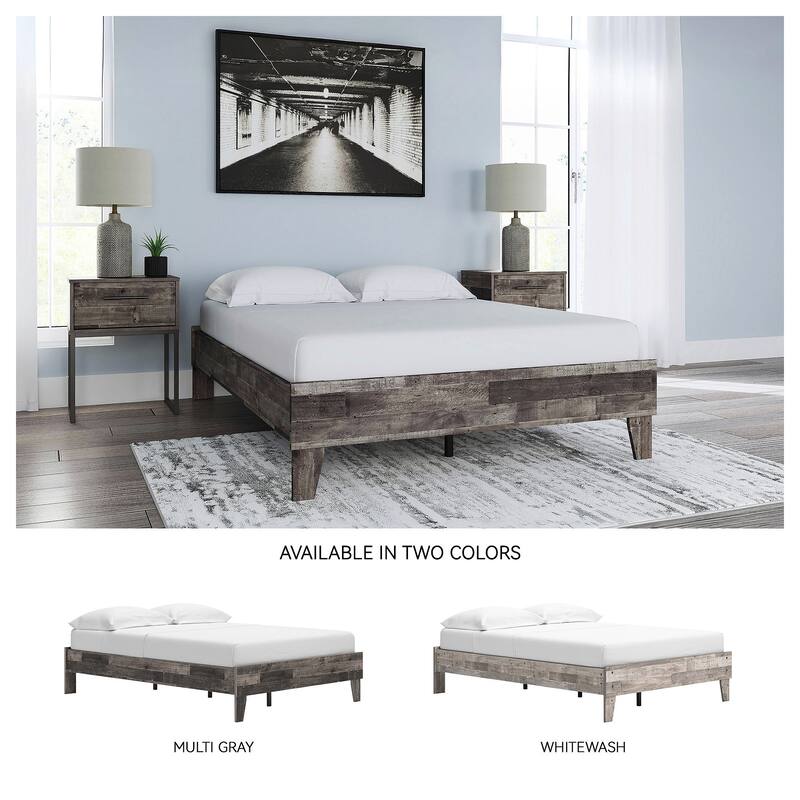 Signature Design by Ashley Neilsville Weathered Woodgrain Platform Bed