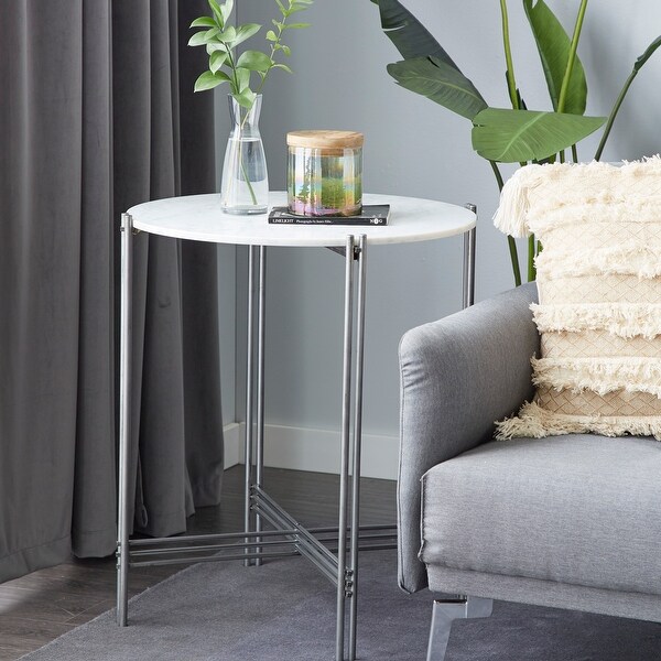 Black Marble Contemporary Accent Table
