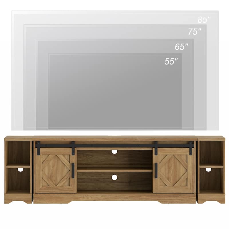 Modern Farmhouse TV Stand for up to 85" TVs Entertainment Center with Open Storage for Living Room