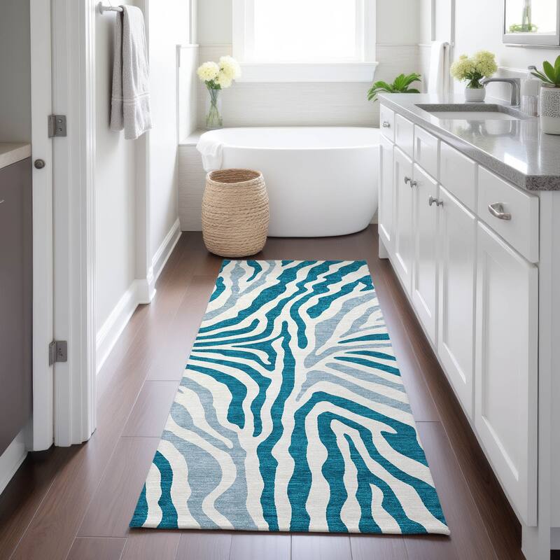 Machine Washable Indoor/ Outdoor Modern Prints Chantille Rug