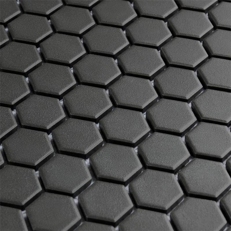 Merola Tile Gotham 1" Hex Black 10-1/4" x 11-3/4" x 5 mm Porcelain Unglazed Mosaic Tile