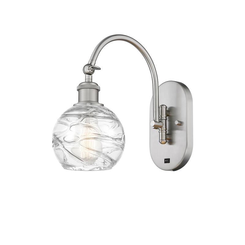 Innovations Lighting Ballston Athens Deco Swirl - 1 Light 6" Sconce - Arm Swivels Side To Side - Clear Deco Swirl/Brushed Satin Nickel