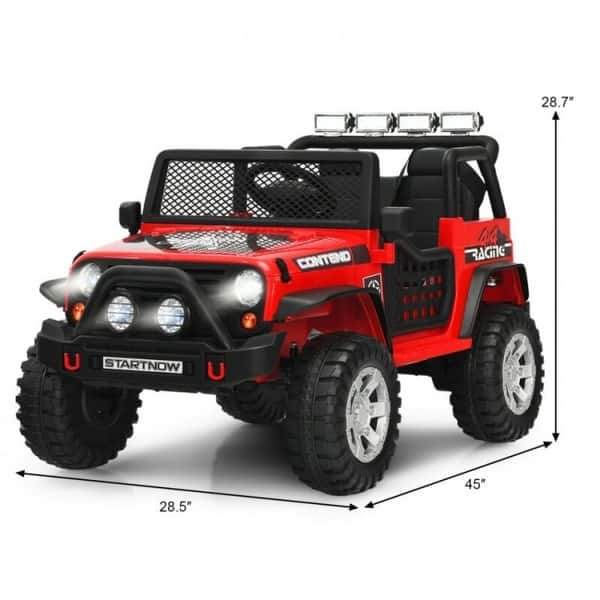 dimension image slide 1 of 4, 12V Kids Remote Control Electric Ride On Truck Car with Lights and Music - 45" x 28.5" x 28.7" (L x W x H)