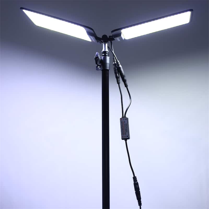 Outdoor Portable LED Camping Lights With Telescoping Pole - Black