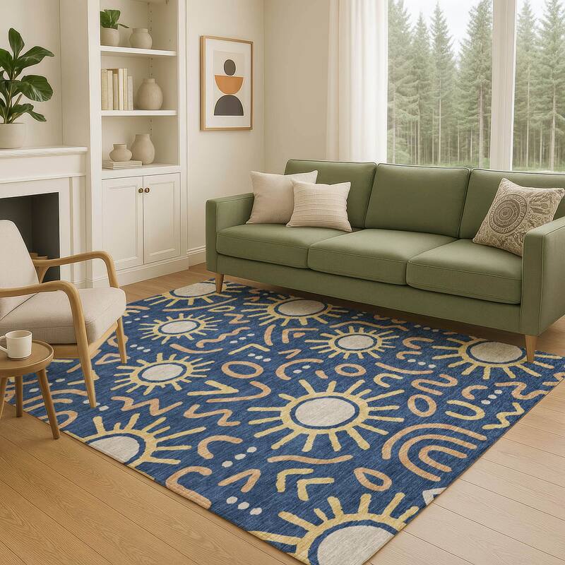 Machine Washable Indoor/ Outdoor Modern Sol Chantille Rug