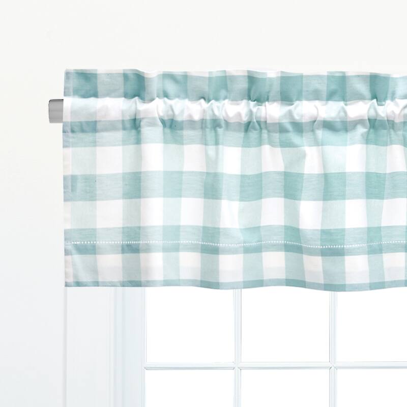 Franklin Check Cotton Window Curtain Valance Set of 2 - 15.5 x 72