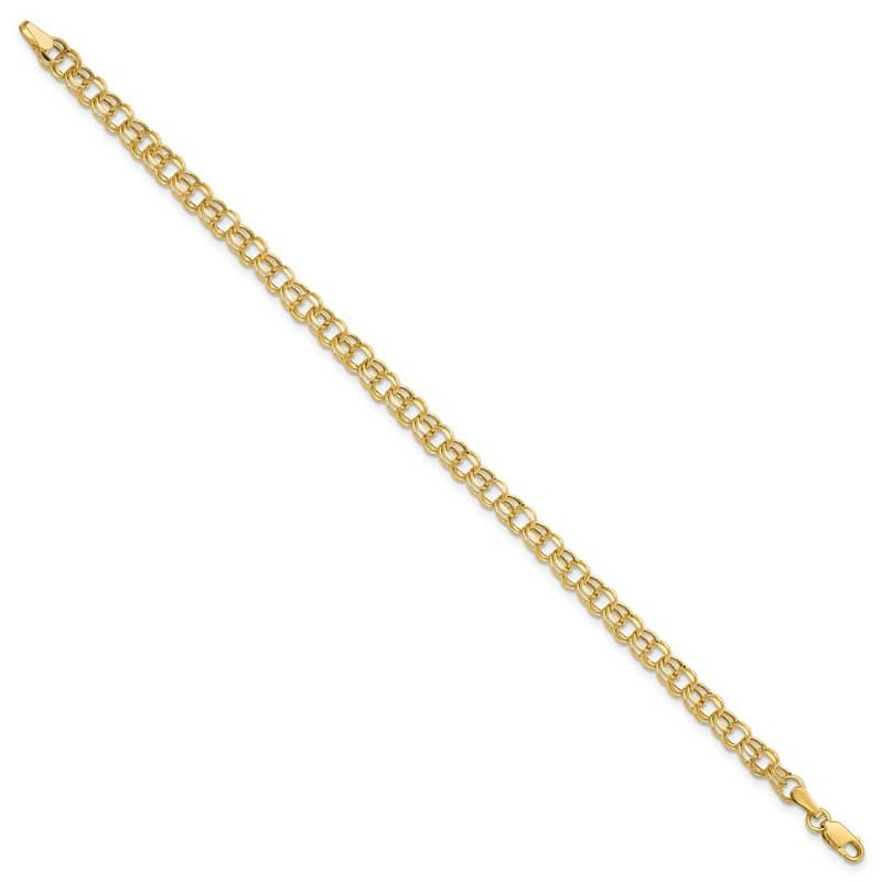 Curata 10k Yellow Gold 4.5mm Hollow Double Link Charm Bracelet Options: 6" 7" 8"