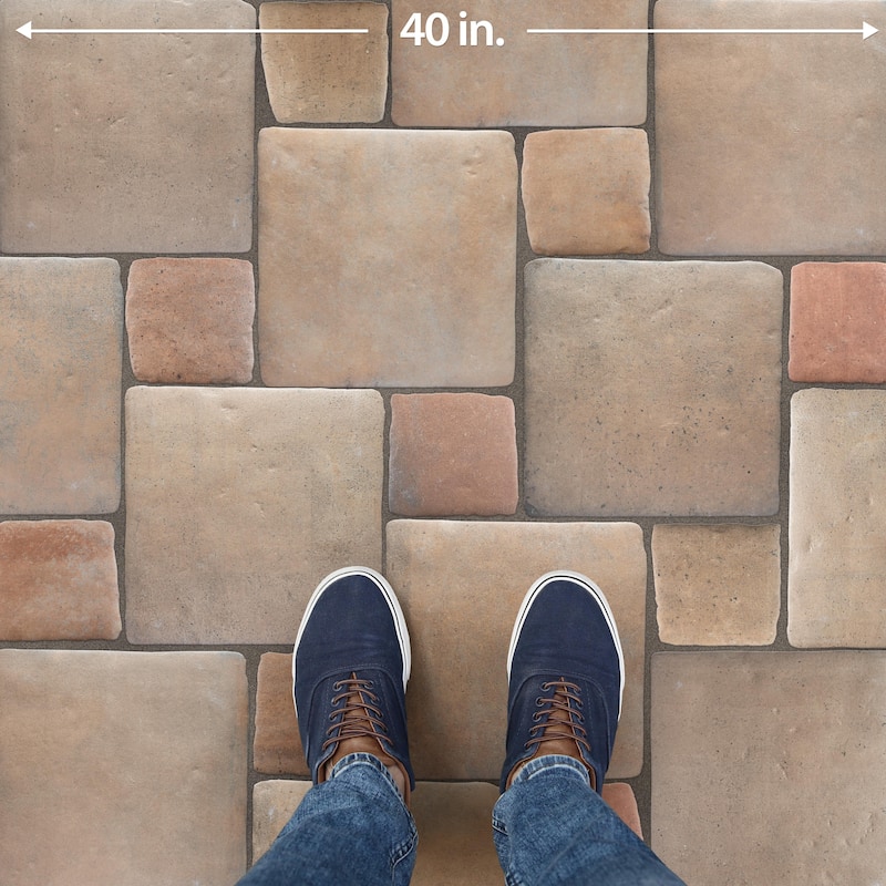 Merola Tile Benisa Marelle Teja with Cotto Taco 11-7/8" x 17-3/4" Porcelain Floor and Wall Tile - Case (22 Tiles)