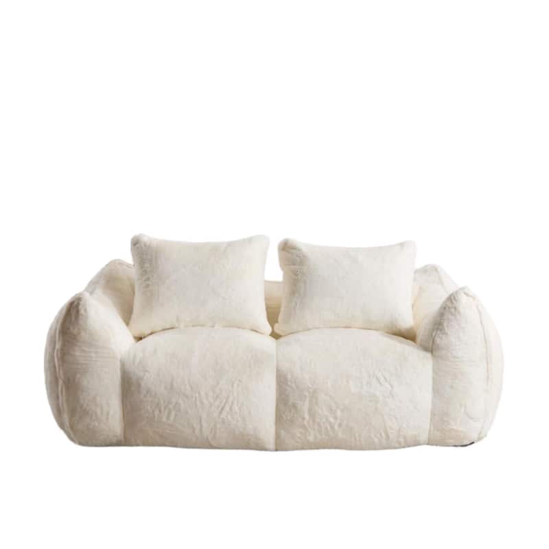 Giant Lazy Bean Bag Couch Chair Ultra Soft Fluffy Loveseat Sofa Chaise Lounge Indoor Cozy Faux Fur Reading Chair with Pillows