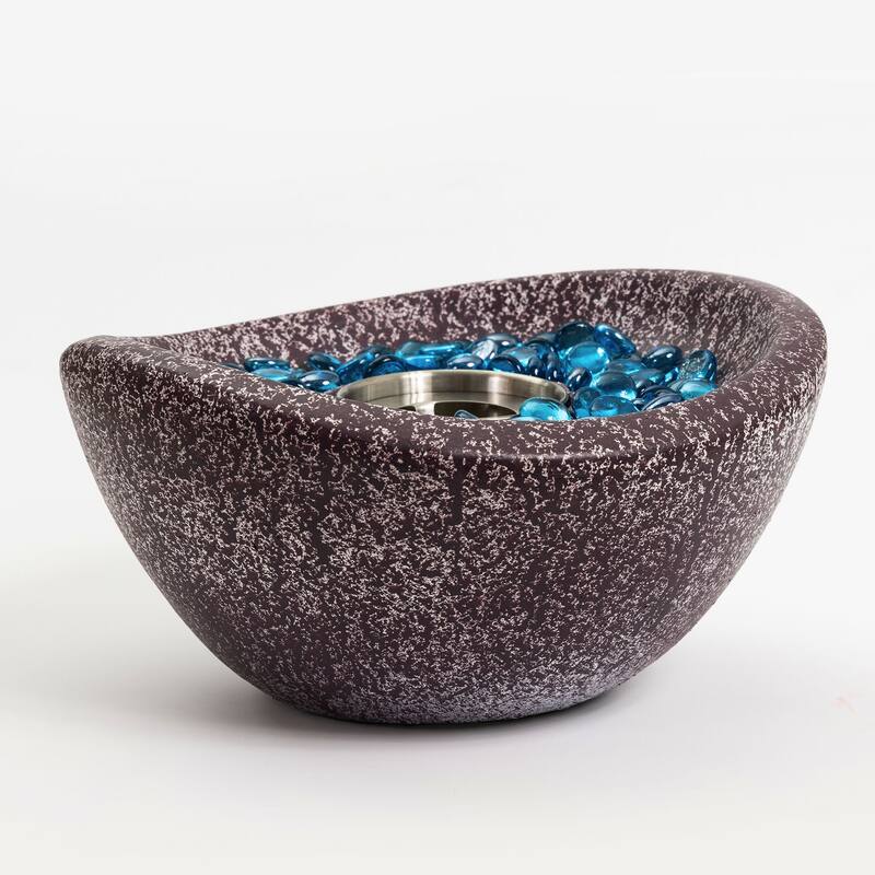 Tabletop Fire Pit with blue glass beads and Stainless steel Cup and Lid