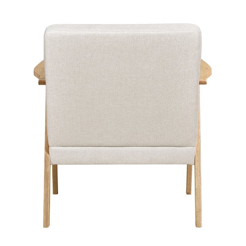 Cathy Accent Club Armchair, Soft Beige, Natural Brown Wood Frame