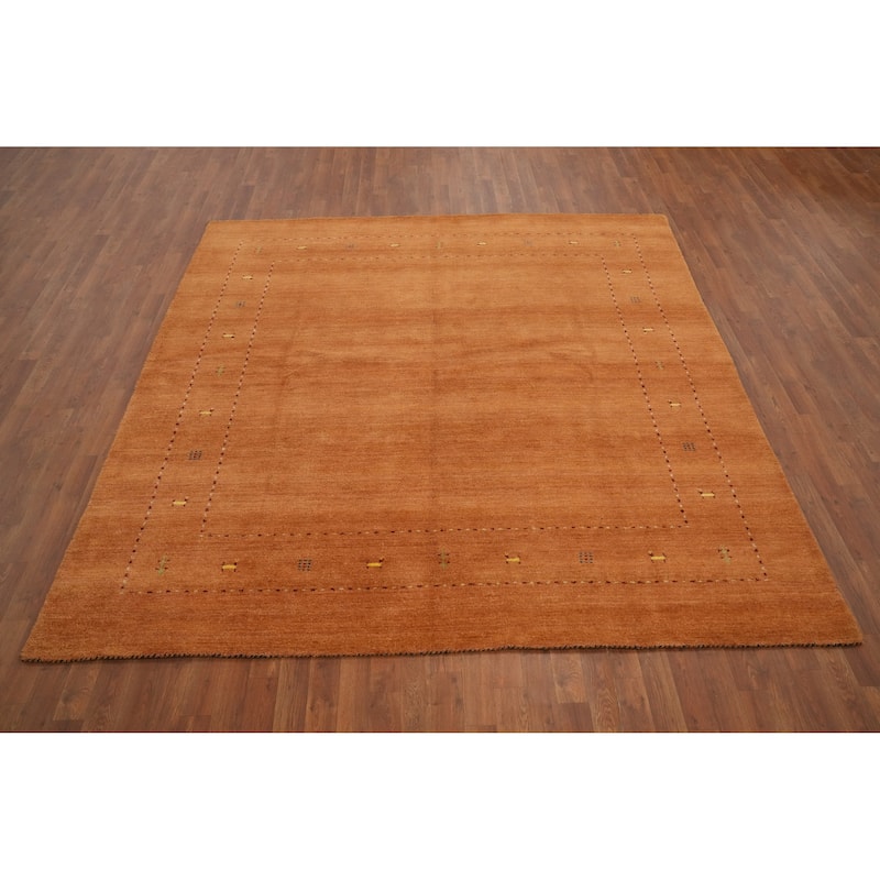 Hand Knotted Oriental 100% Wool Carpet Tribal Animal Pictorial Oranges & Rust Gabbeh Area Rug - 8' 0'' X 7' 10''