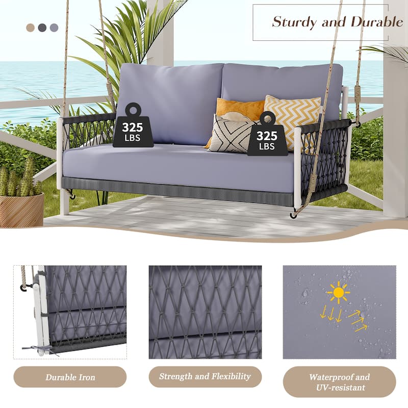 Woven Rope Outdoor Swing Sofa for 2