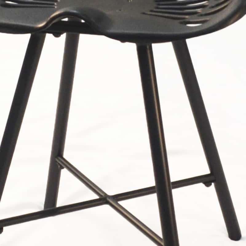 18" Vintage Iron Bucket Seat Stool with 4-Leg Base and Backless Farmhouse Accent Chair for Living Room - 17.5"H x 18"W x 14.5"D