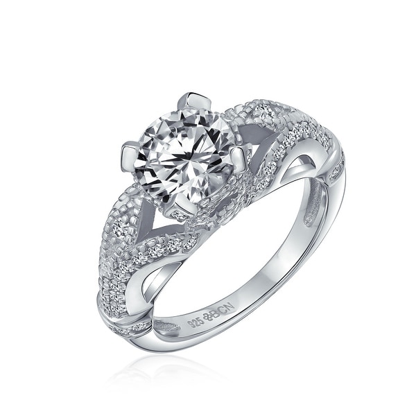 3CT Solitaire 925 Sterling Silver Filigree AAA CZ Engagement Ring. Opens flyout.