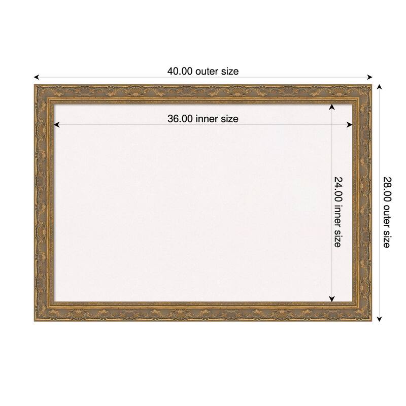 Filigree Gold Framed Cork Board - Bulletin Board, Organization Board, Pin Board - White - 40 x 28 in