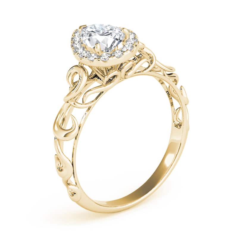 Auriya 14k Yellow Gold Lab Grown Pear Diamond Halo Engagement Ring 0.50 to 5.00 ct. tw. (F-G VS)