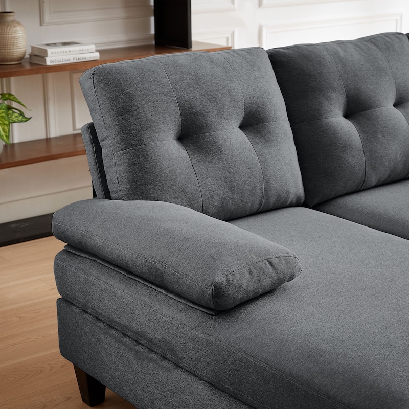 4 Seat U Shaped Sectional Sofa Couch with Double Chaise for Living Room