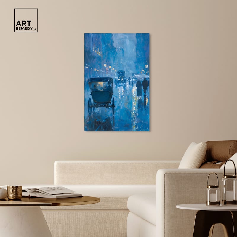 Art Remedy London Nights Gallery Wrapped Impressionism 1 Piece Canvas Wall Art /Monet And Van Gogh Inspired Art
