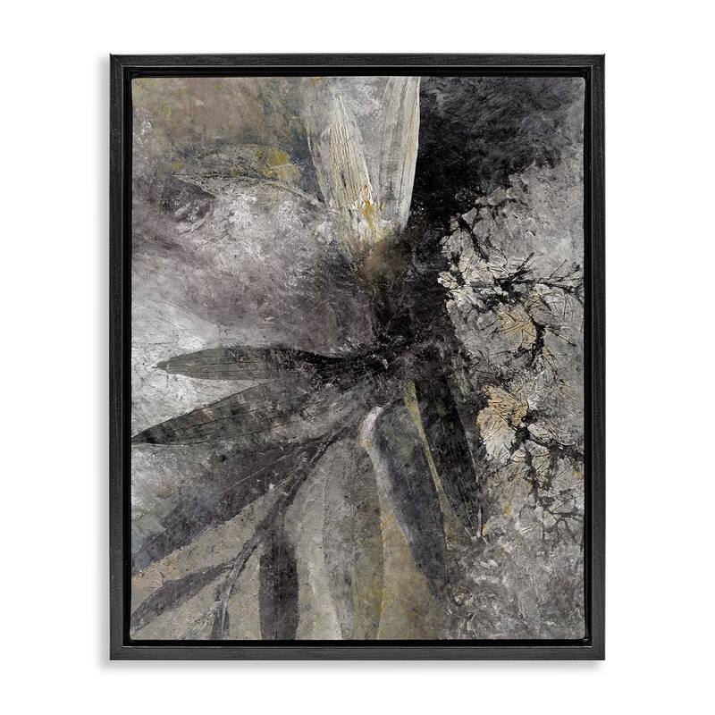 Stupell Grey Abstract Botanical Framed Floater Canvas Wall Art Design by BlursByAI