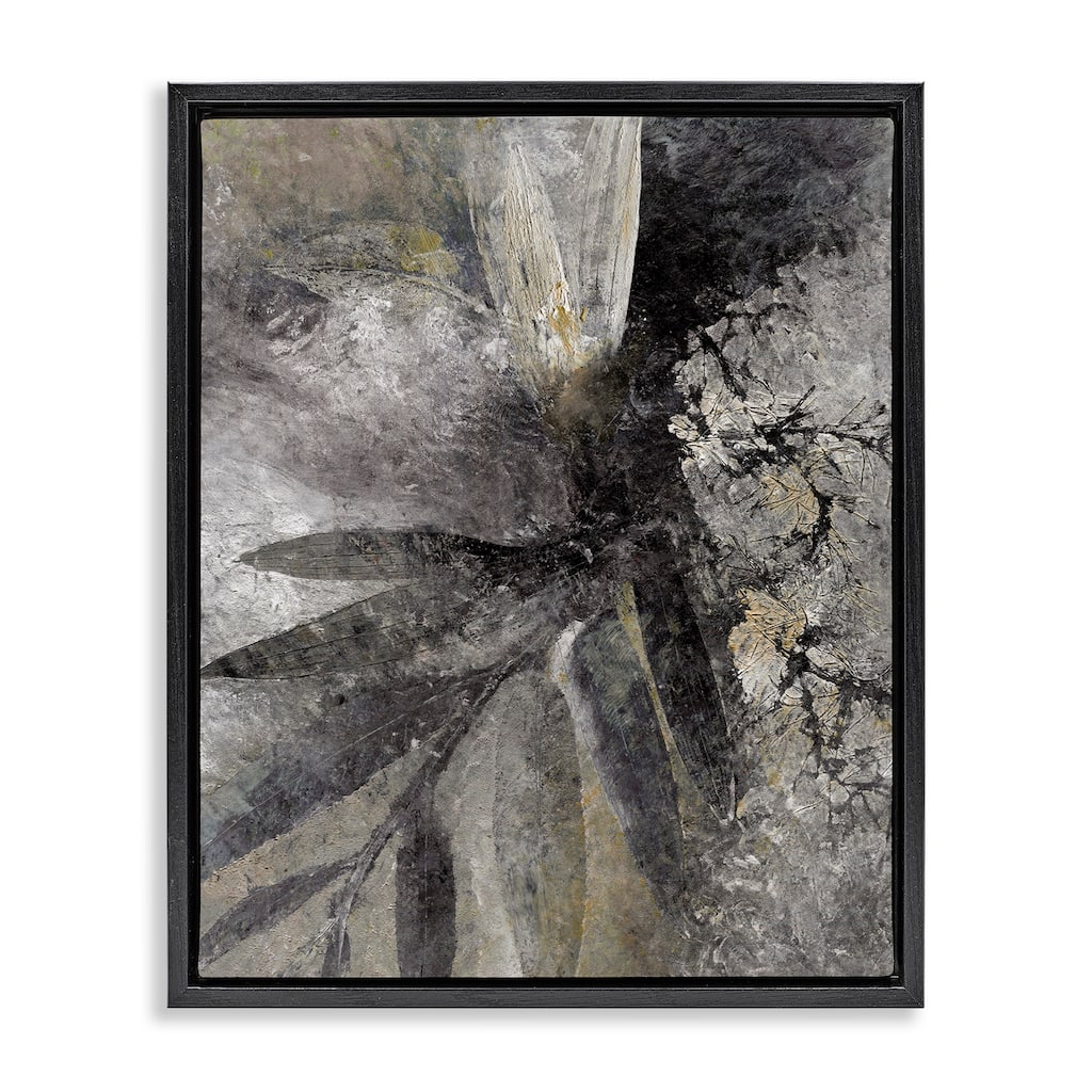 Stupell Grey Abstract Botanical Framed Floater Canvas Wall Art Design by BlursByAI