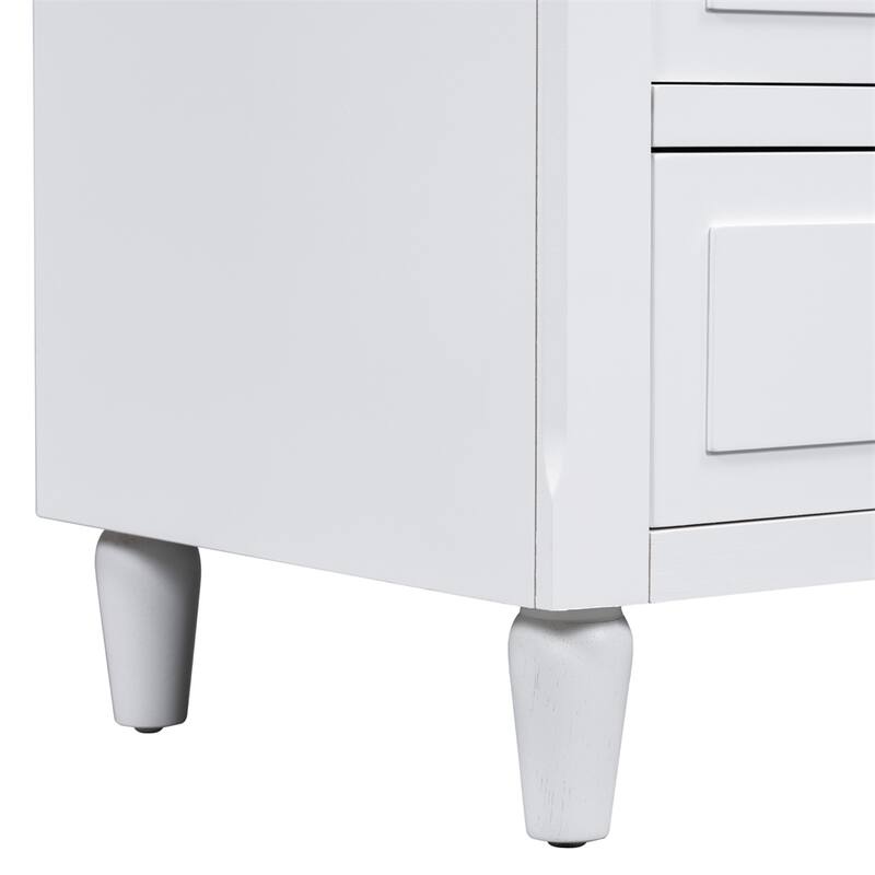 Wood Nightstand with Metal Sliding Rail and 3 Drawer