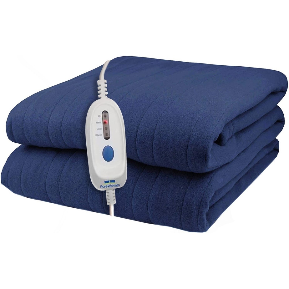 Pure Warmth Polar Fleece Electric Heated Warming Blanket Red Twin