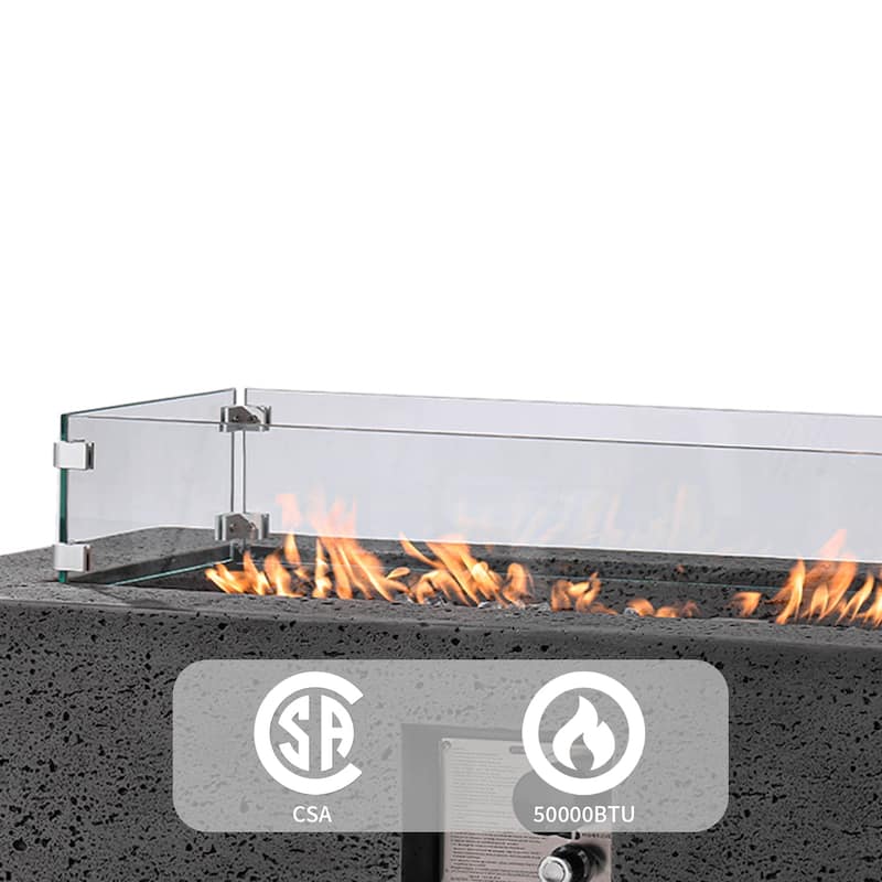 COSIEST 42'' Outdoor Rectangle Propane Fire Pit Table, 50000BTU - 42"*17"*13"