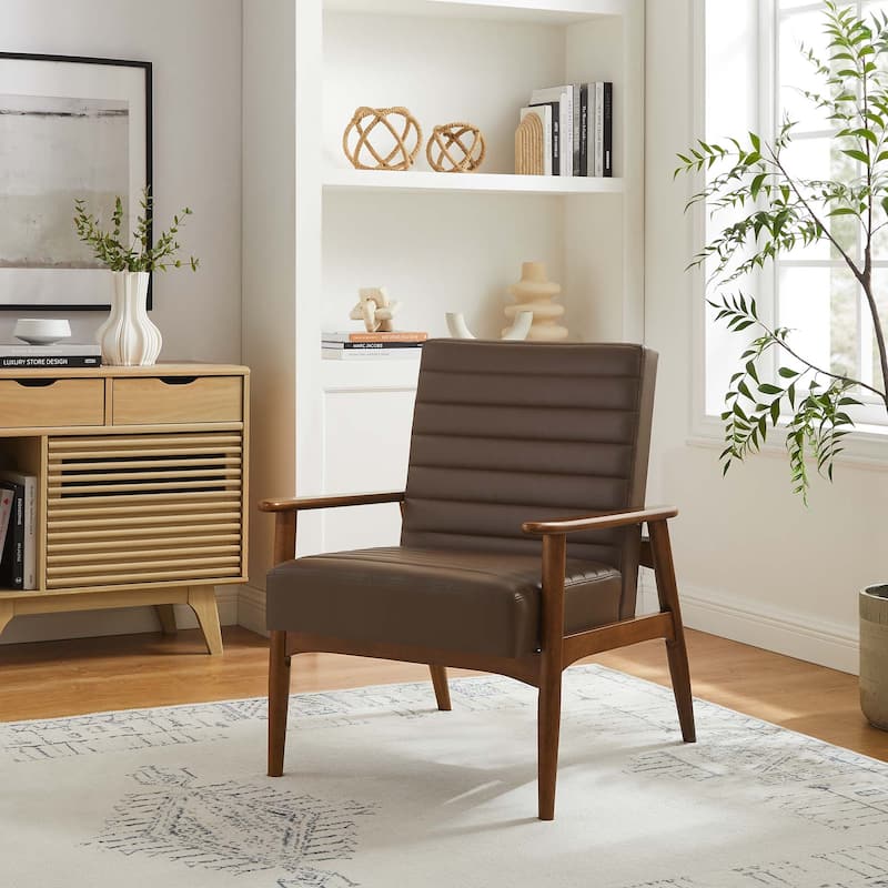 Jensen Vegan Leather Accent Chair in French Oak Tan - Walnut Brown