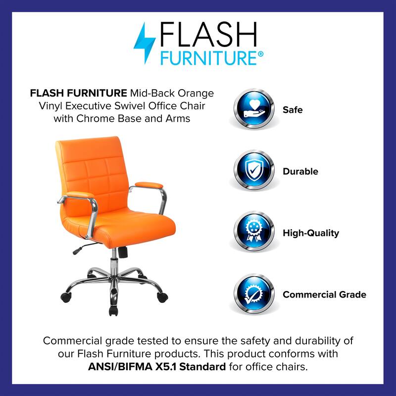 Mid-back Chrome/Vinyl Executive Swivel Office Chair