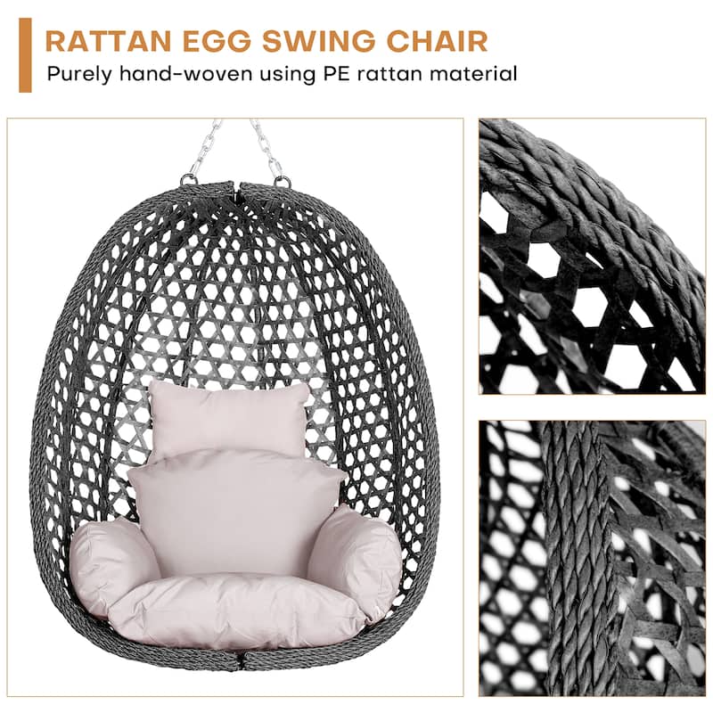 Outdoor/Indoor Swing Egg Chiar With Stand, Cushion And Headrest
