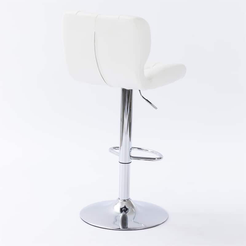 Tufted Wingback Modern Adjustable Swivel Height Bar Stools (Set of 2)