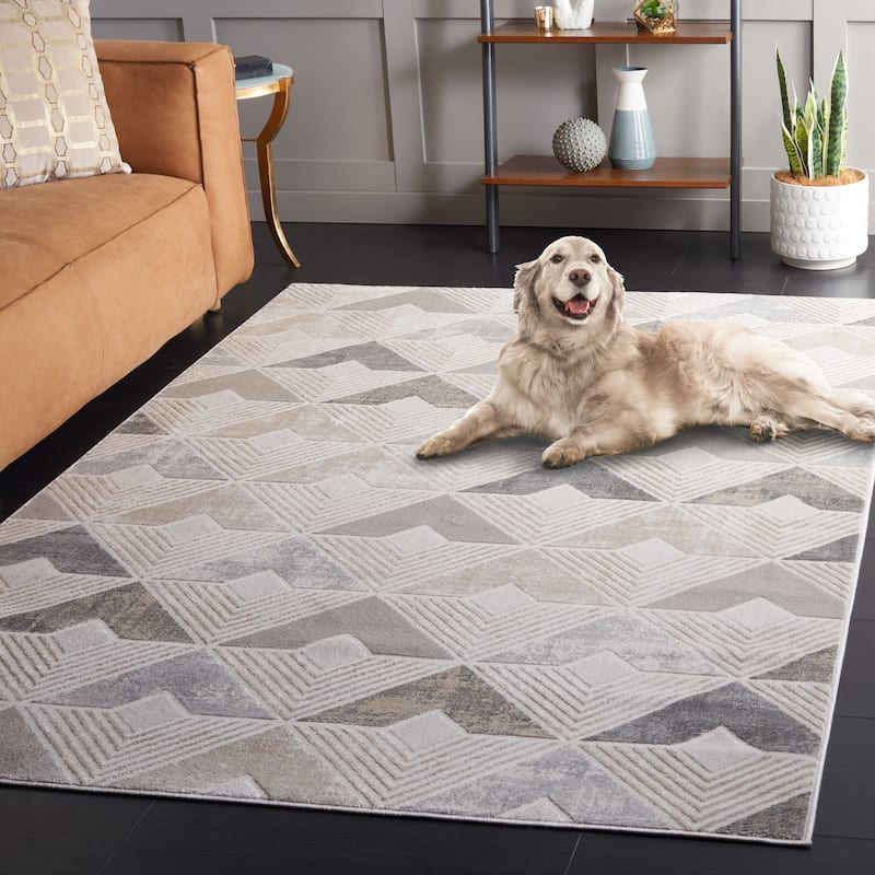 SAFAVIEH Saylor Azisa Modern Geometric Rug - 9' x 12' - Grey/Dark Grey
