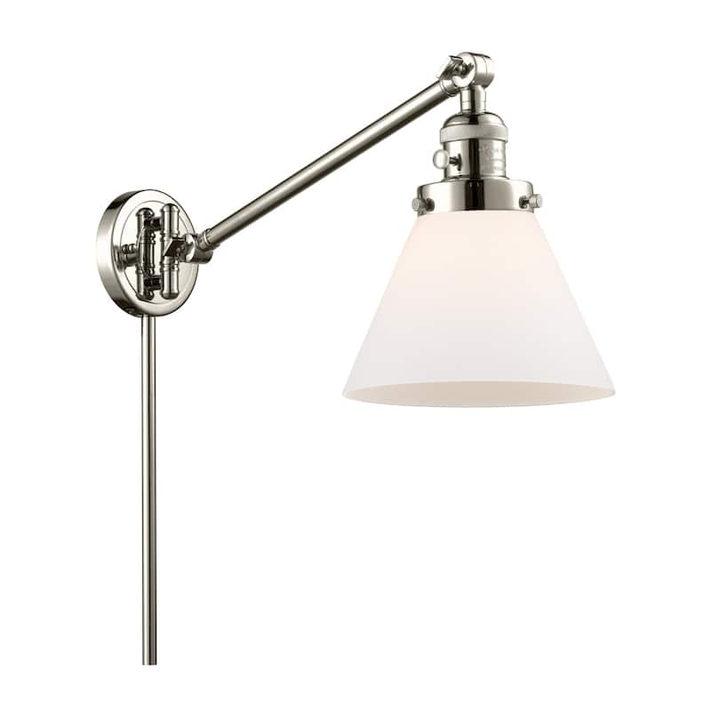 Innovations Lighting Large Cone Single Light 25" Tall Wall Sconce / - Polished Nickel / Matte White