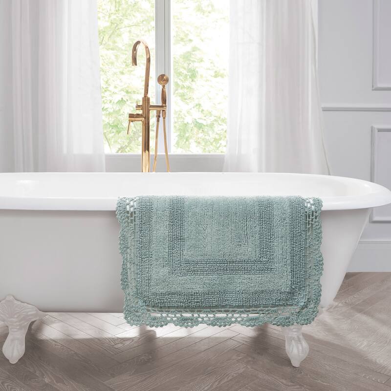 Laura Ashley Reversible Cotton Crochet Bath Rug