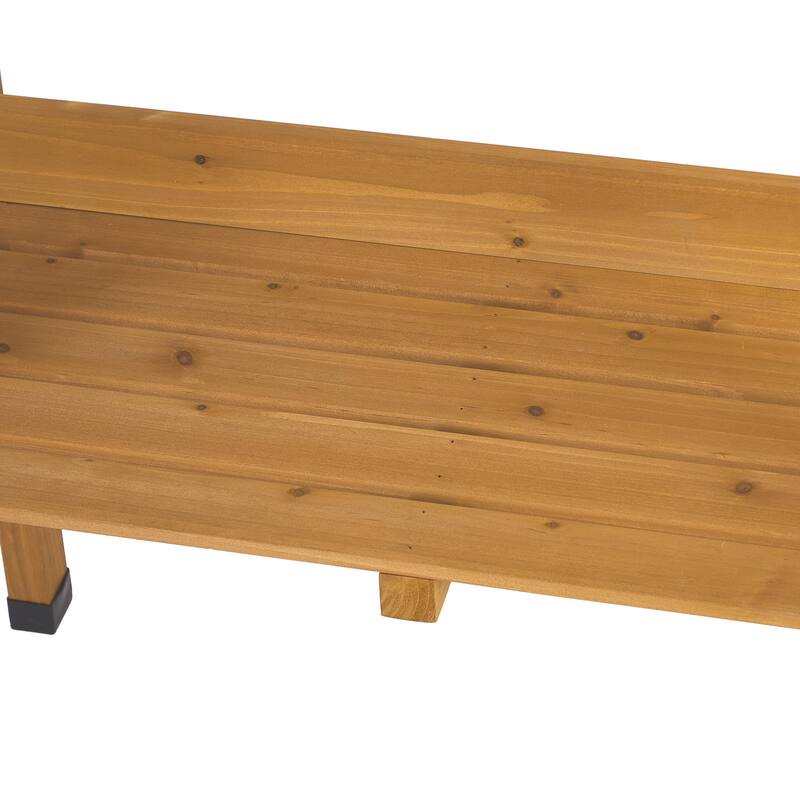 Natural Wood Potting Bench with Metal Top and 2 Drawers Lower Shelf and Hooks for Gardening - 29.8” x 14.6” x 36.4”